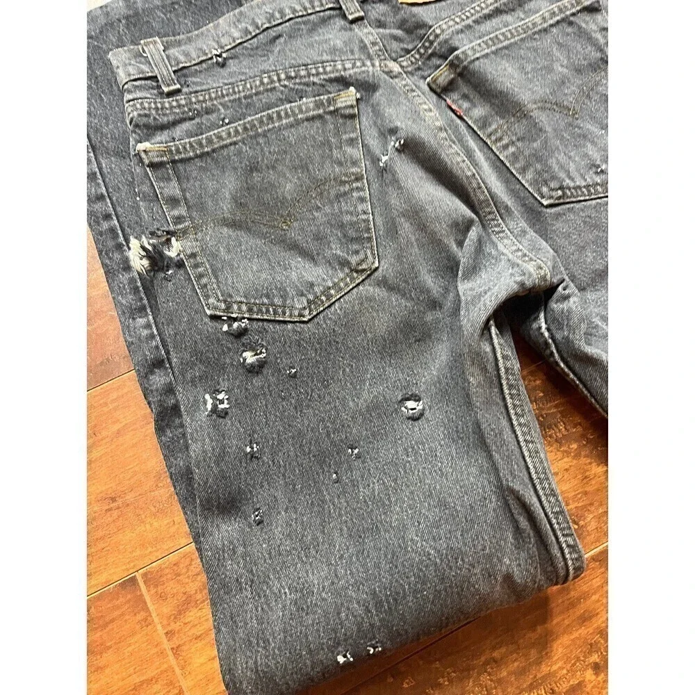 Vintage Levis 505-0259XX Black/Gray Straight Leg Jeans Sz 33x36 AS IS USA